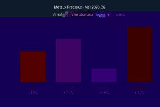 Graphique variation hebdomadaire or argent platine palladium en euros semaine du 4 au 10 mai 2026